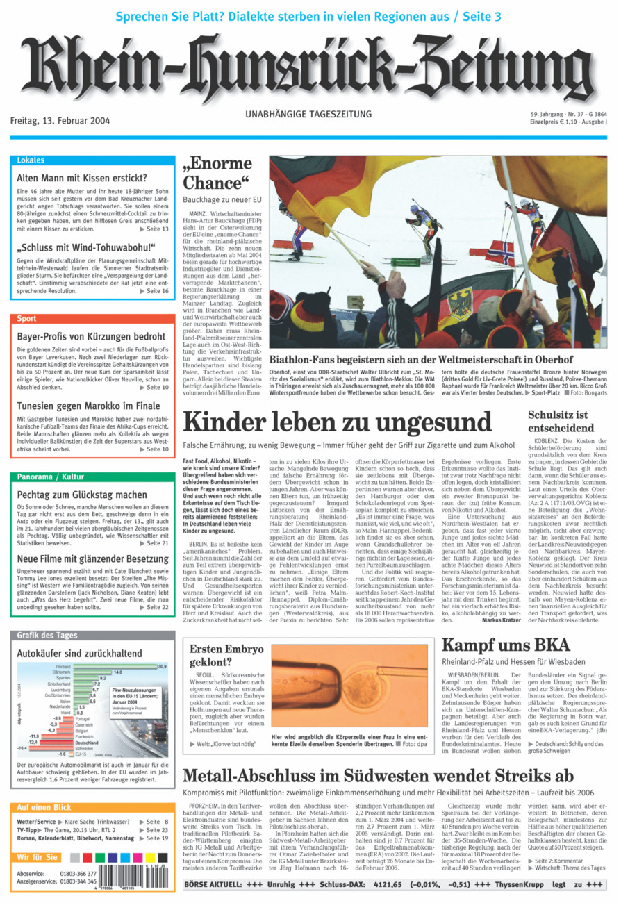 Rhein-Hunsrück-Zeitung vom Freitag, 13.02.2004