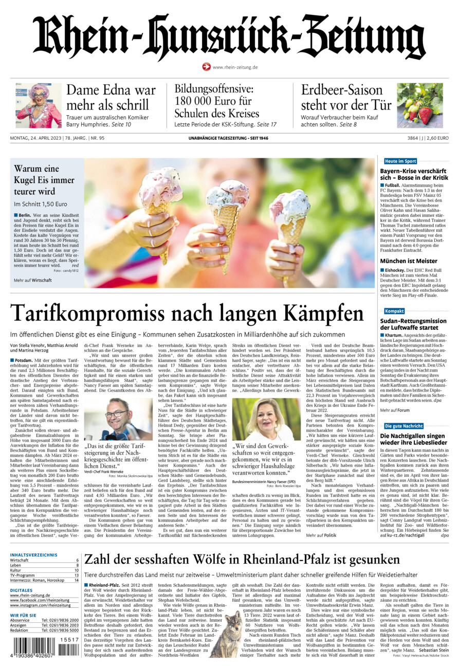 Rhein-Hunsrück-Zeitung vom Montag, 24.04.2023