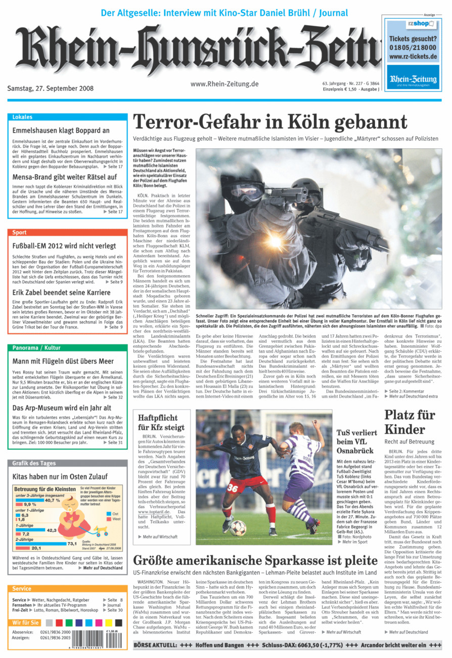 Rhein-Hunsrück-Zeitung vom Samstag, 27.09.2008