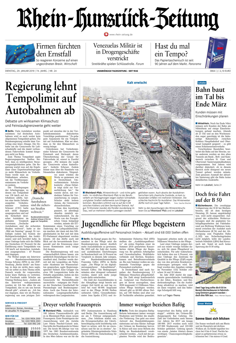 Rhein-Hunsrück-Zeitung vom Dienstag, 29.01.2019