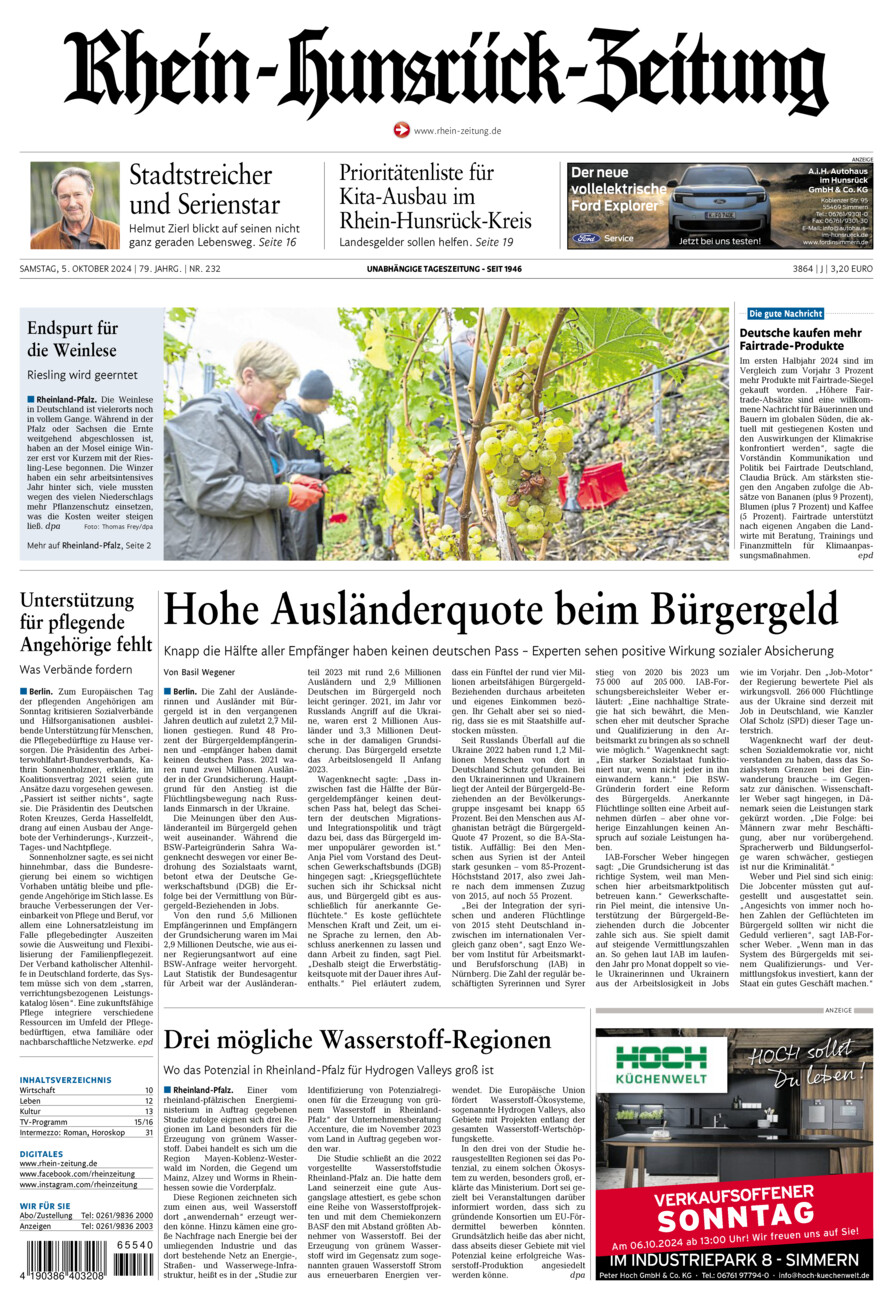 Rhein-Hunsrück-Zeitung vom Samstag, 05.10.2024