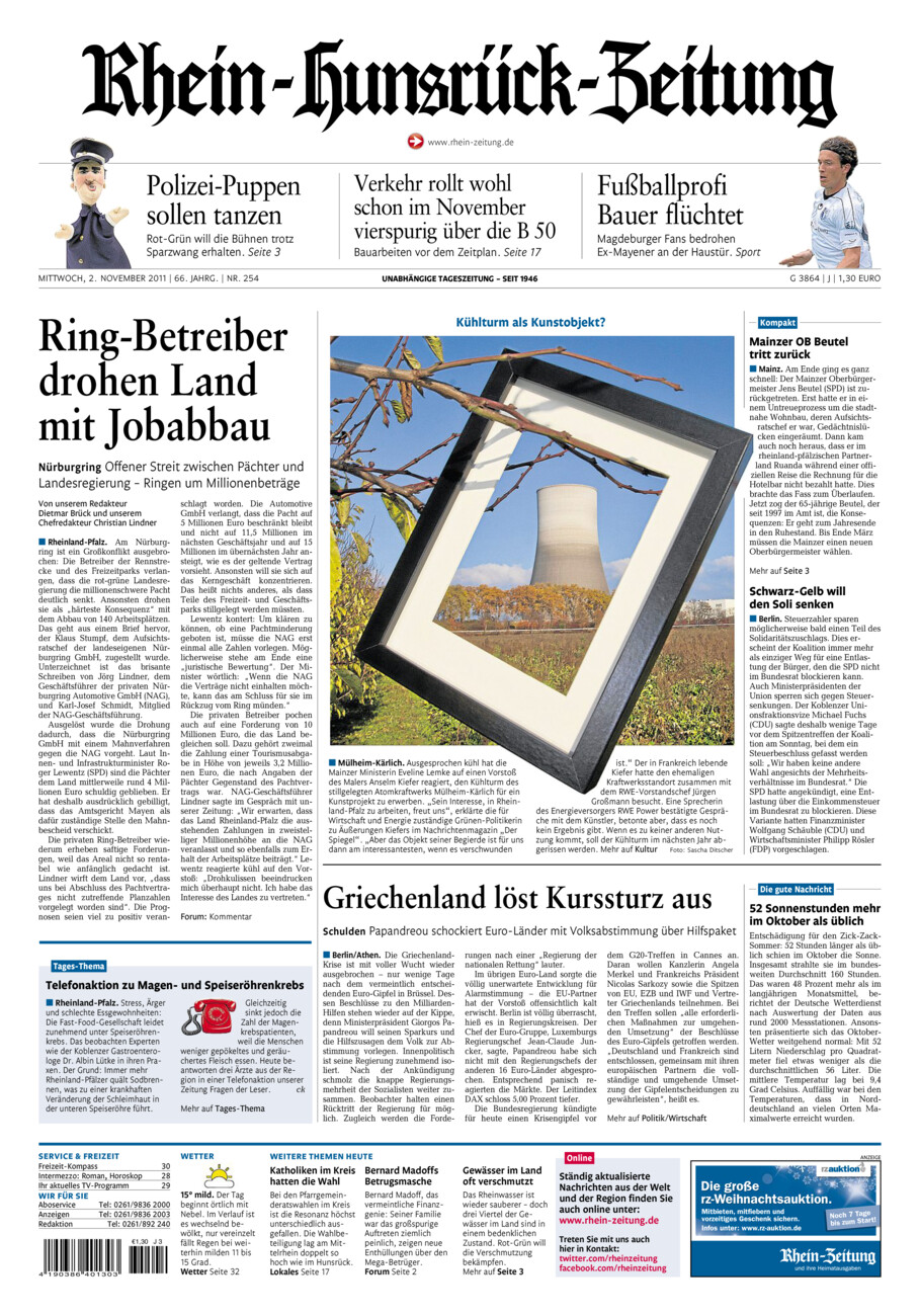 Rhein-Hunsrück-Zeitung vom Mittwoch, 02.11.2011