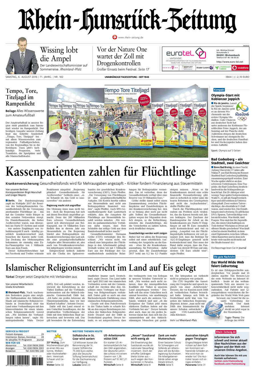 Rhein-Hunsrück-Zeitung vom Samstag, 06.08.2016