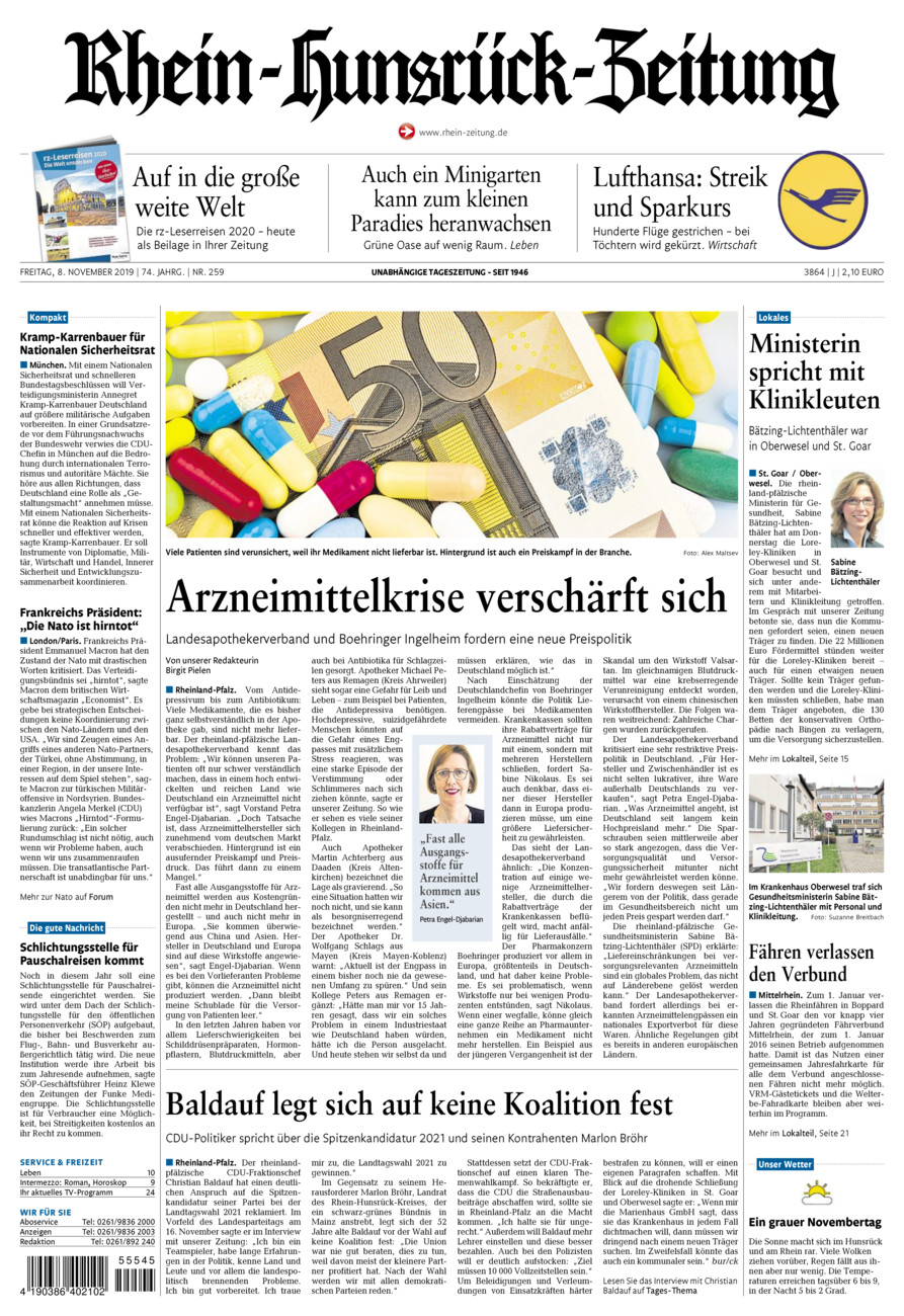Rhein-Hunsrück-Zeitung vom Freitag, 08.11.2019