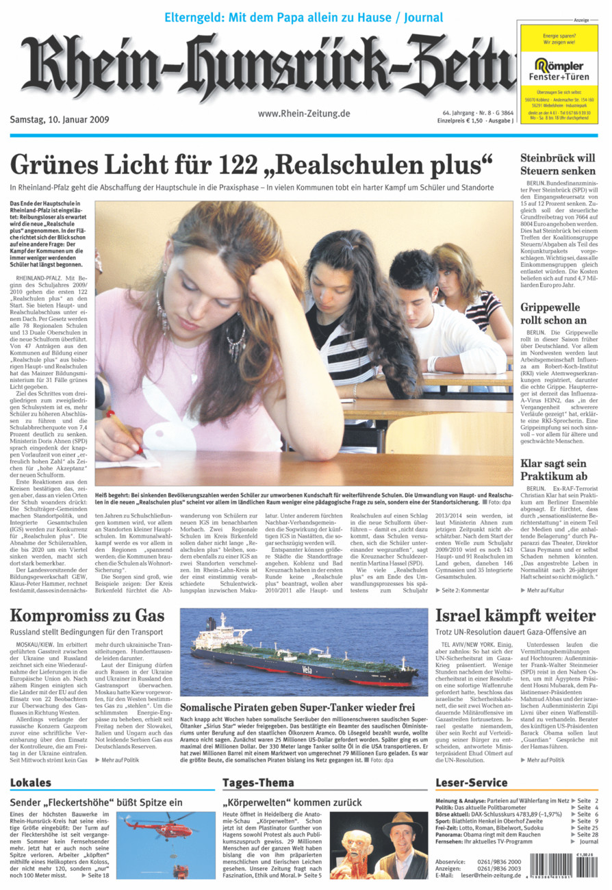 Rhein-Hunsrück-Zeitung vom Samstag, 10.01.2009