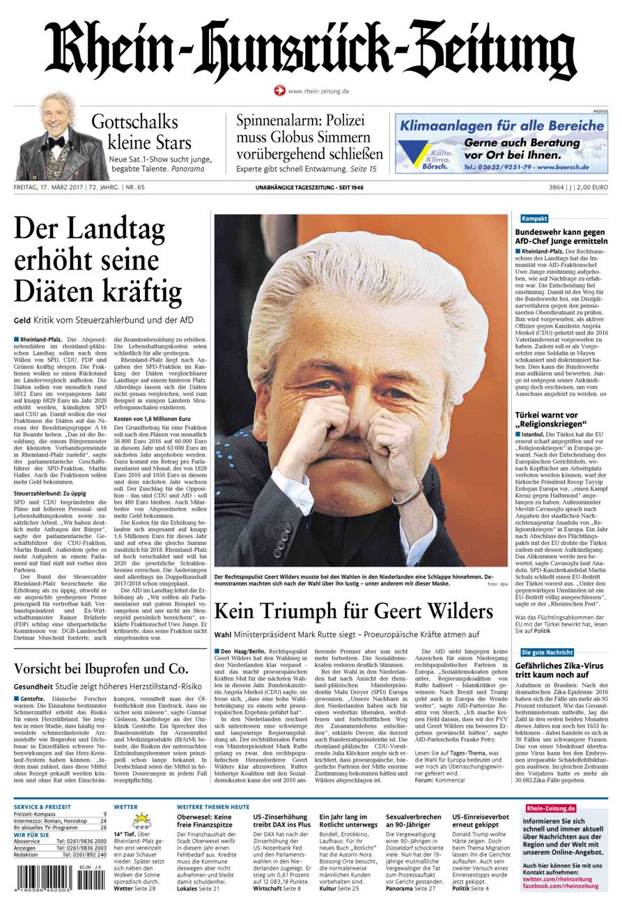 Rhein-Hunsrück-Zeitung vom Freitag, 17.03.2017