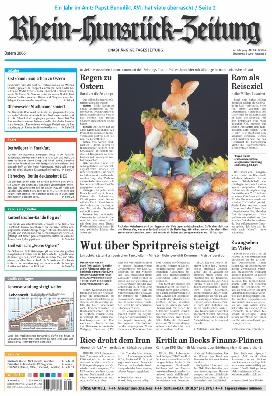 Rhein-Hunsrück-Zeitung vom Samstag, 15.04.2006