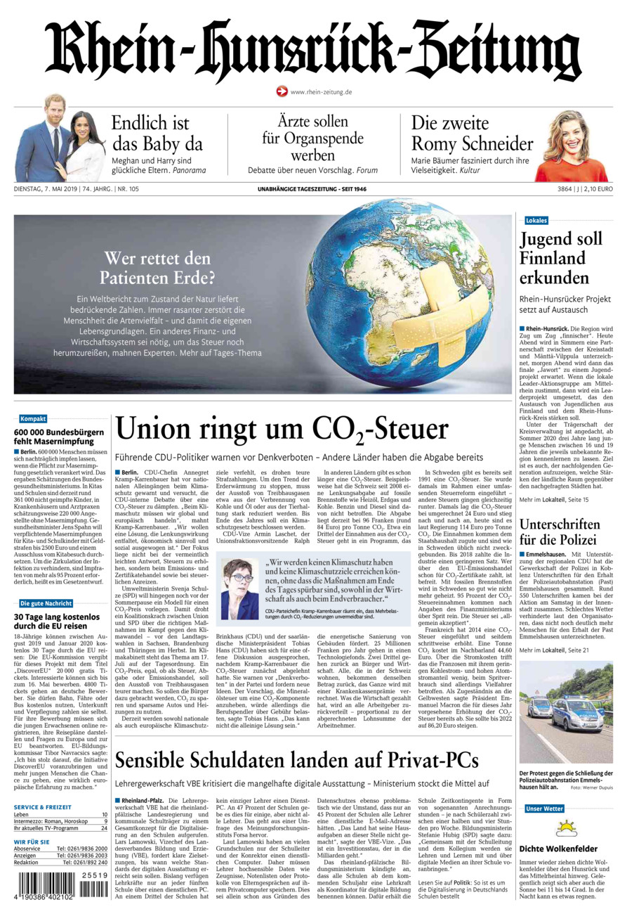 Rhein-Hunsrück-Zeitung vom Dienstag, 07.05.2019