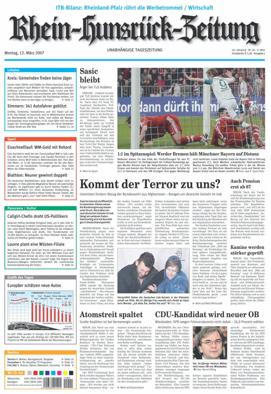 Rhein-Hunsrück-Zeitung vom Montag, 12.03.2007