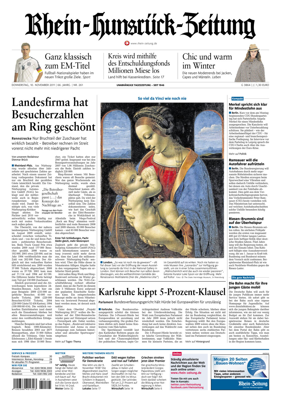 Rhein-Hunsrück-Zeitung vom Donnerstag, 10.11.2011