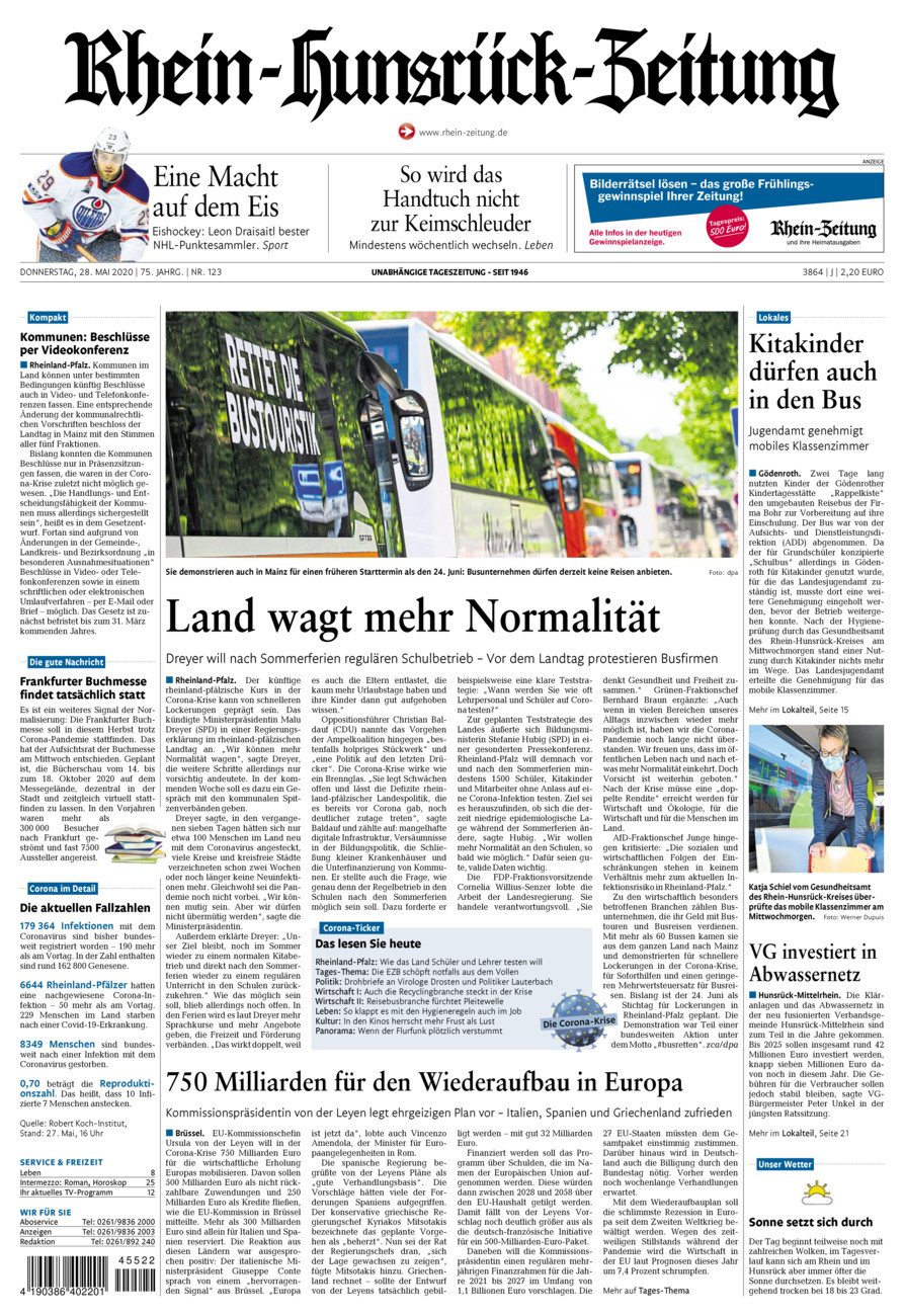 Rhein-Hunsrück-Zeitung vom Donnerstag, 28.05.2020