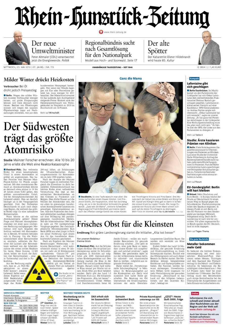 Rhein-Hunsrück-Zeitung vom Mittwoch, 23.05.2012