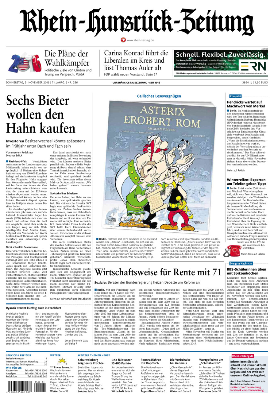 Rhein-Hunsrück-Zeitung vom Donnerstag, 03.11.2016