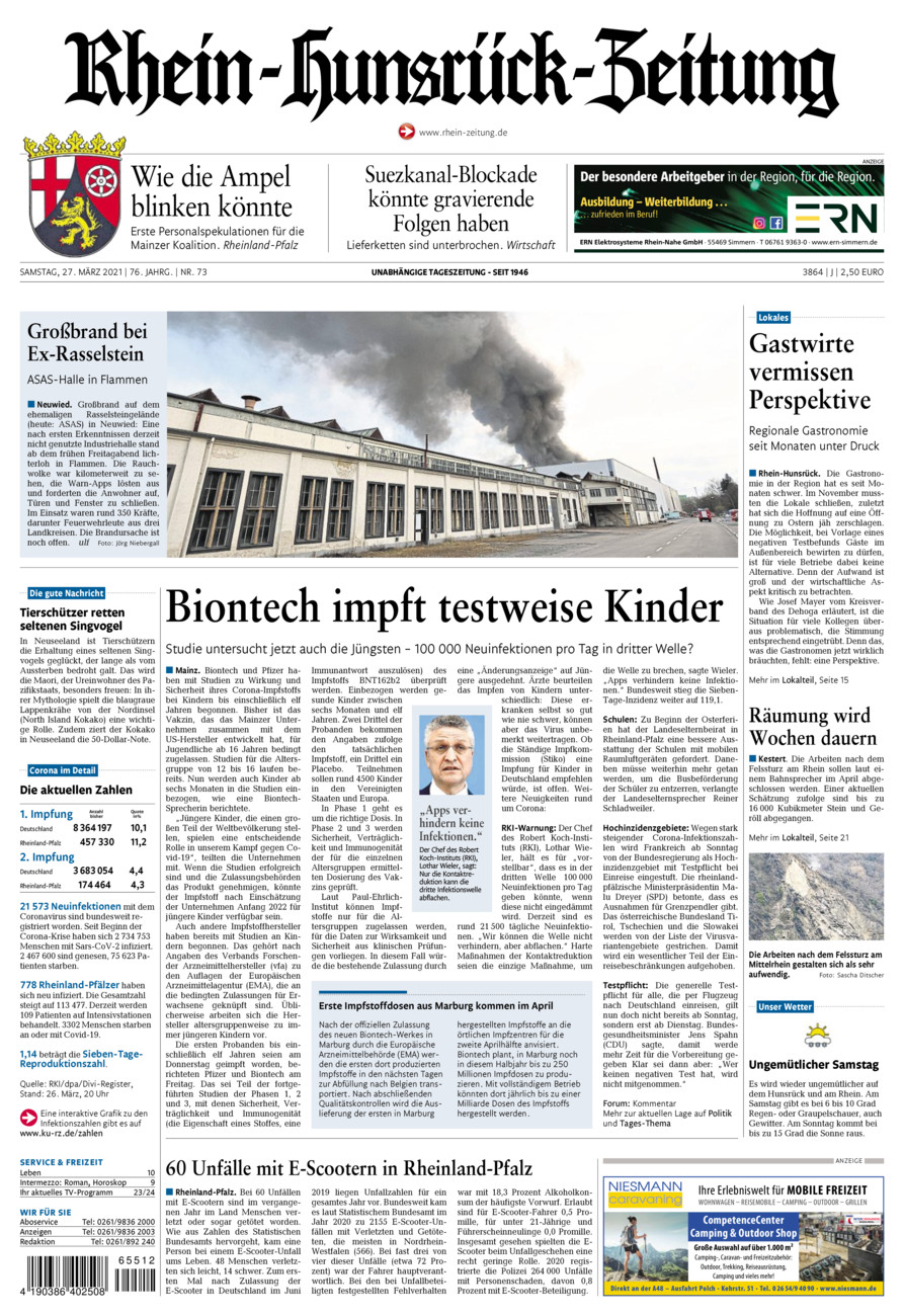Rhein-Hunsrück-Zeitung vom Samstag, 27.03.2021
