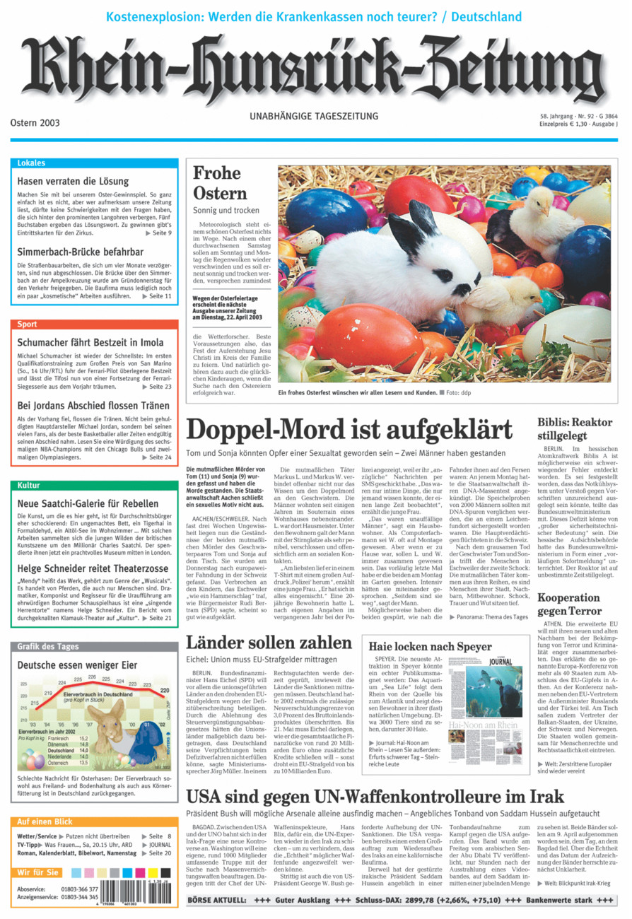 Rhein-Hunsrück-Zeitung vom Samstag, 19.04.2003