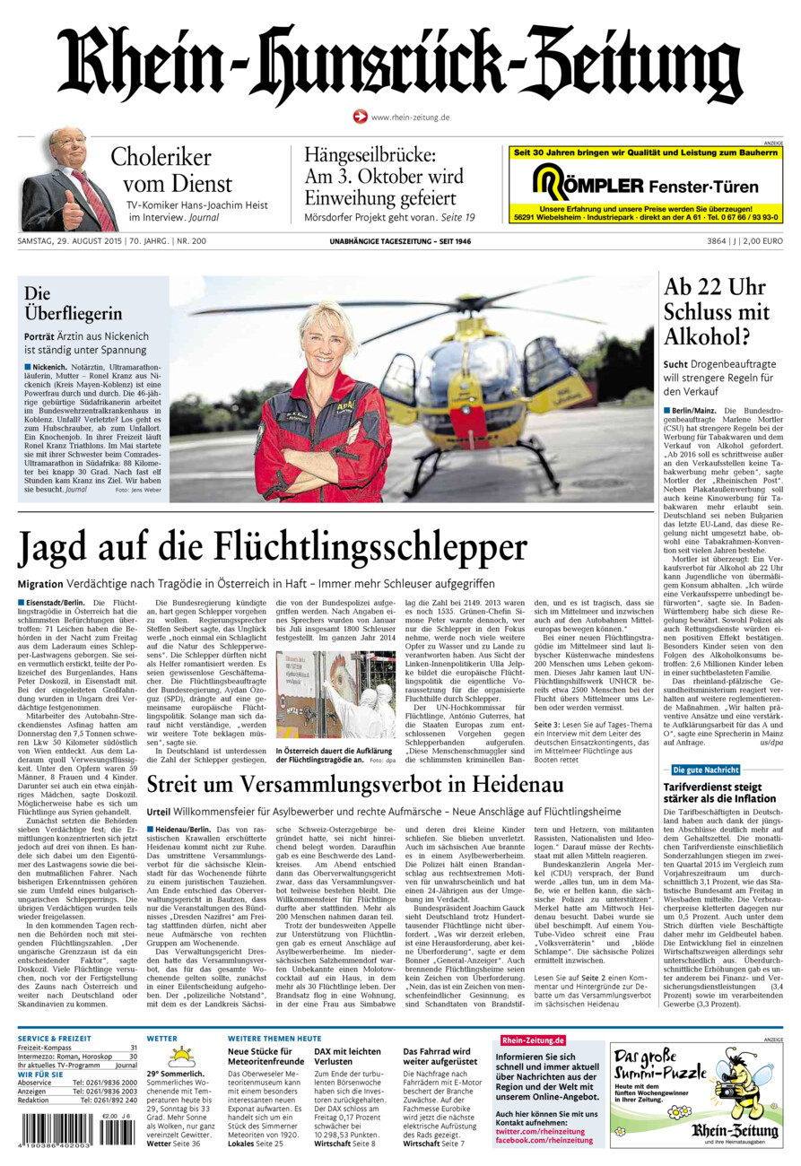 Rhein-Hunsrück-Zeitung vom Samstag, 29.08.2015