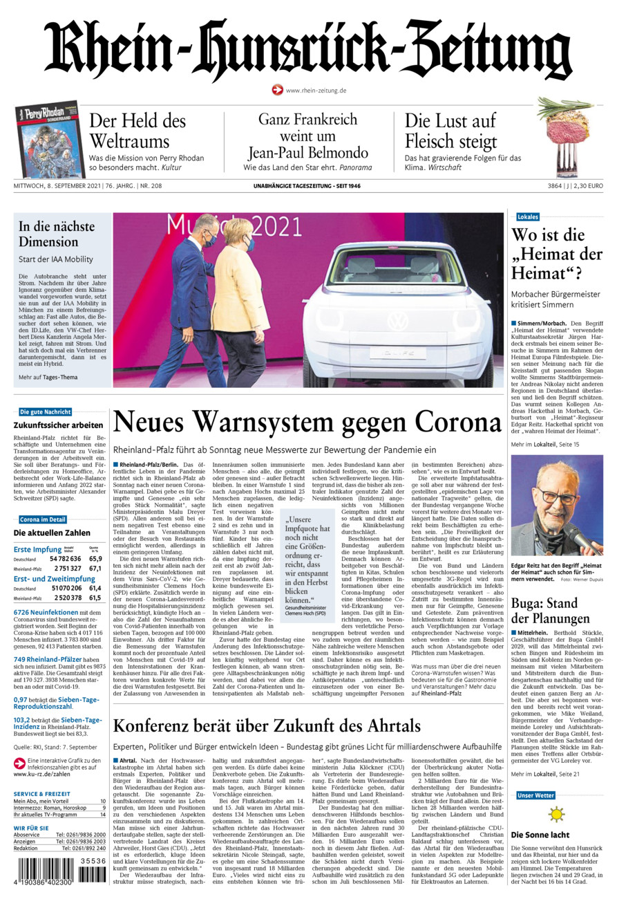 Rhein-Hunsrück-Zeitung vom Mittwoch, 08.09.2021