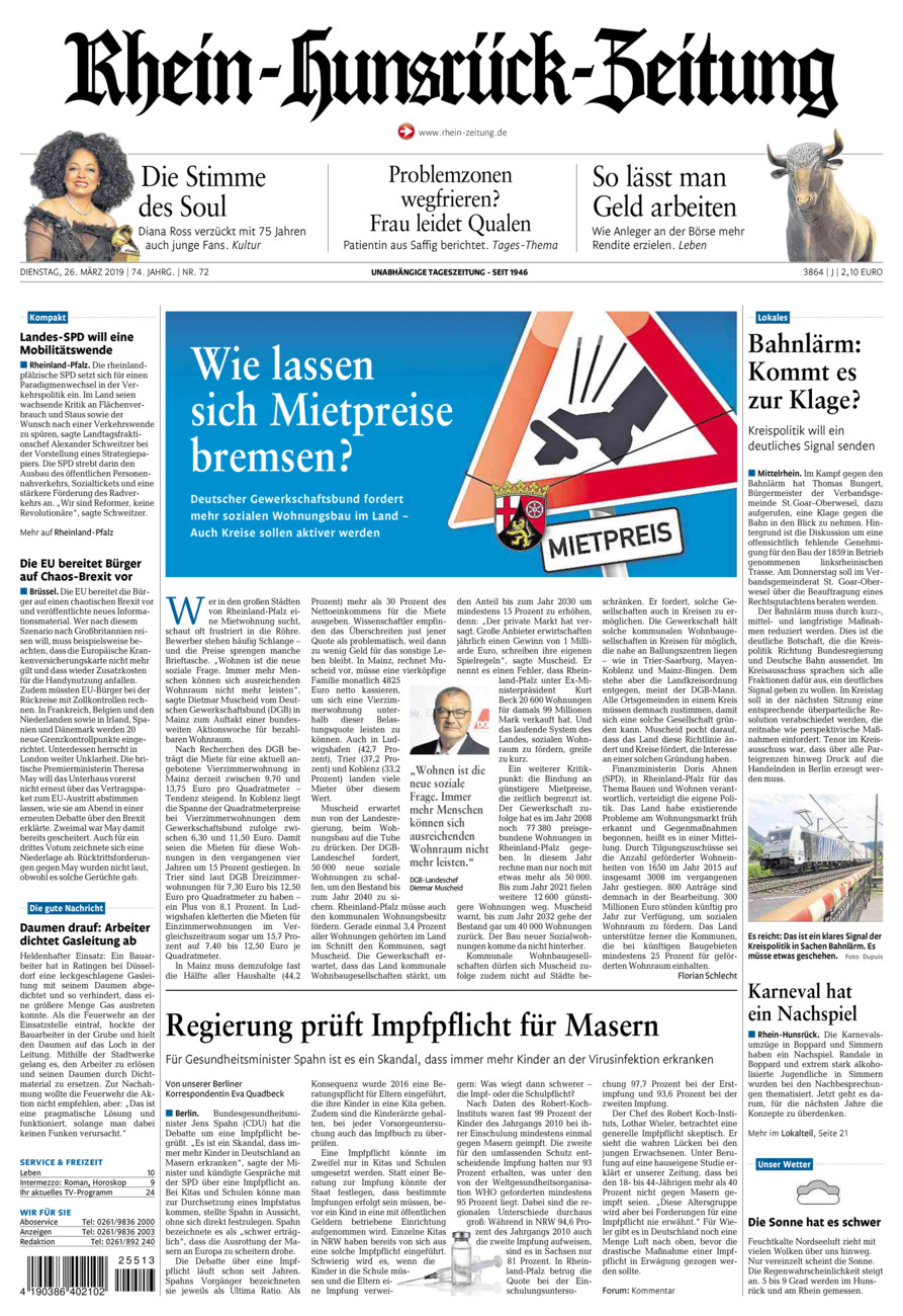 Rhein-Hunsrück-Zeitung vom Dienstag, 26.03.2019