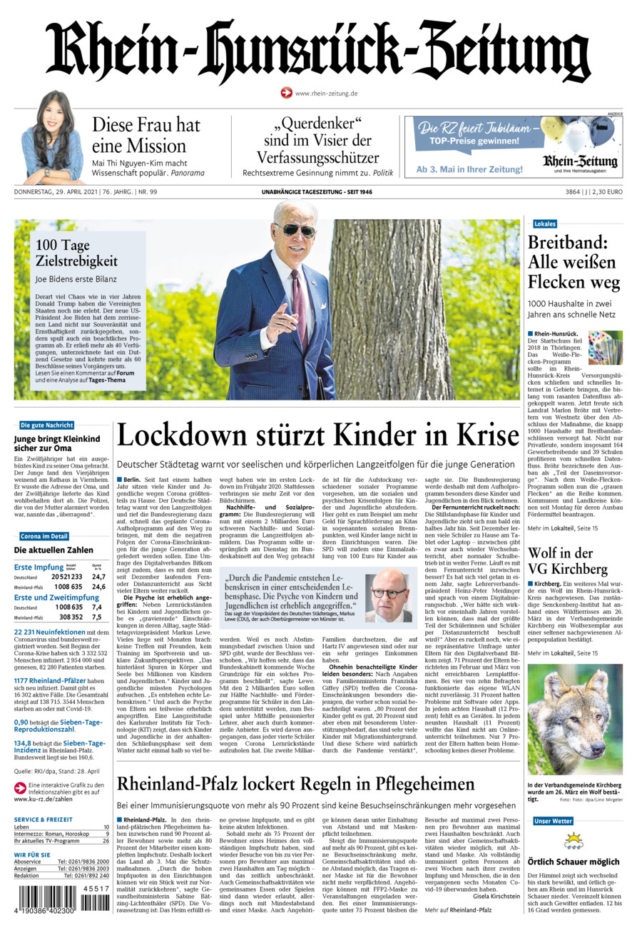 Rhein-Hunsrück-Zeitung vom Donnerstag, 29.04.2021