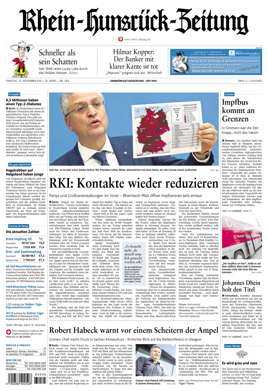 Rhein-Hunsrück-Zeitung vom Samstag, 13.11.2021
