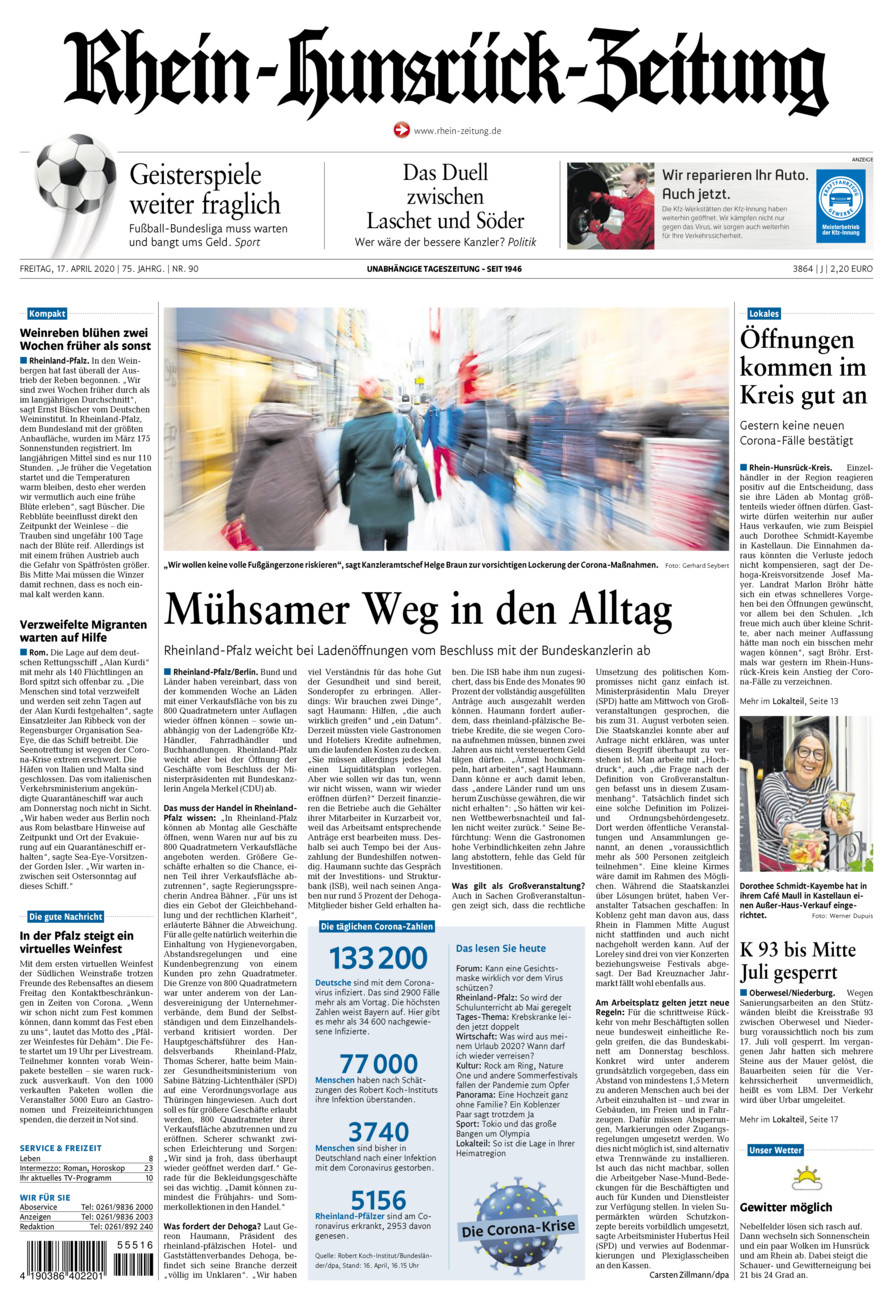 Rhein-Hunsrück-Zeitung vom Freitag, 17.04.2020
