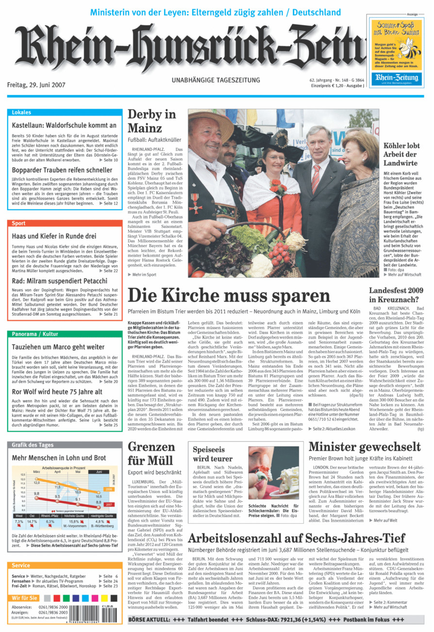 Rhein-Hunsrück-Zeitung vom Freitag, 29.06.2007