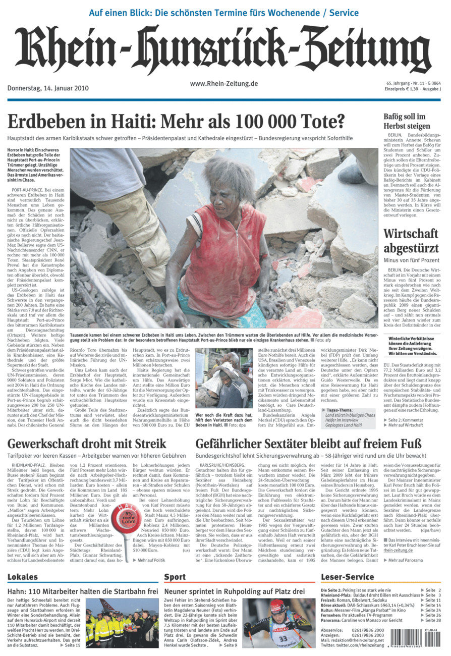 Rhein-Hunsrück-Zeitung vom Donnerstag, 14.01.2010