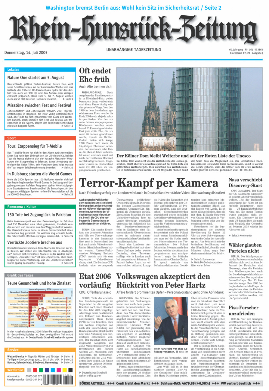 Rhein-Hunsrück-Zeitung vom Donnerstag, 14.07.2005