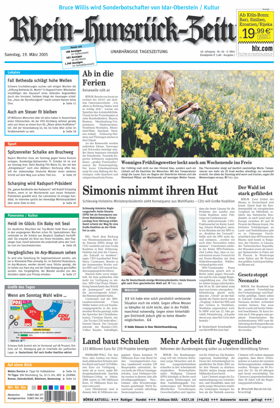 Rhein-Hunsrück-Zeitung vom Samstag, 19.03.2005
