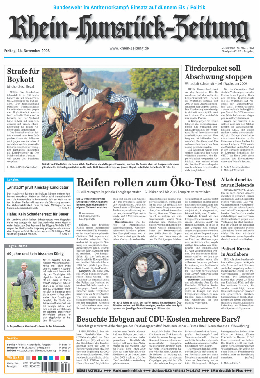 Rhein-Hunsrück-Zeitung vom Freitag, 14.11.2008