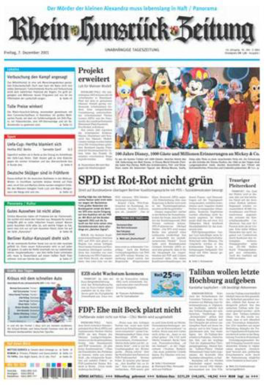 Rhein-Hunsrück-Zeitung vom Freitag, 07.12.2001