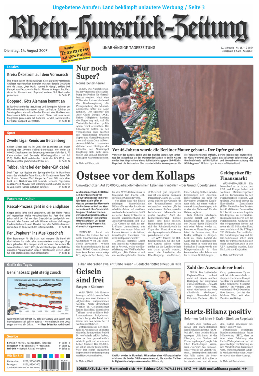 Rhein-Hunsrück-Zeitung vom Dienstag, 14.08.2007