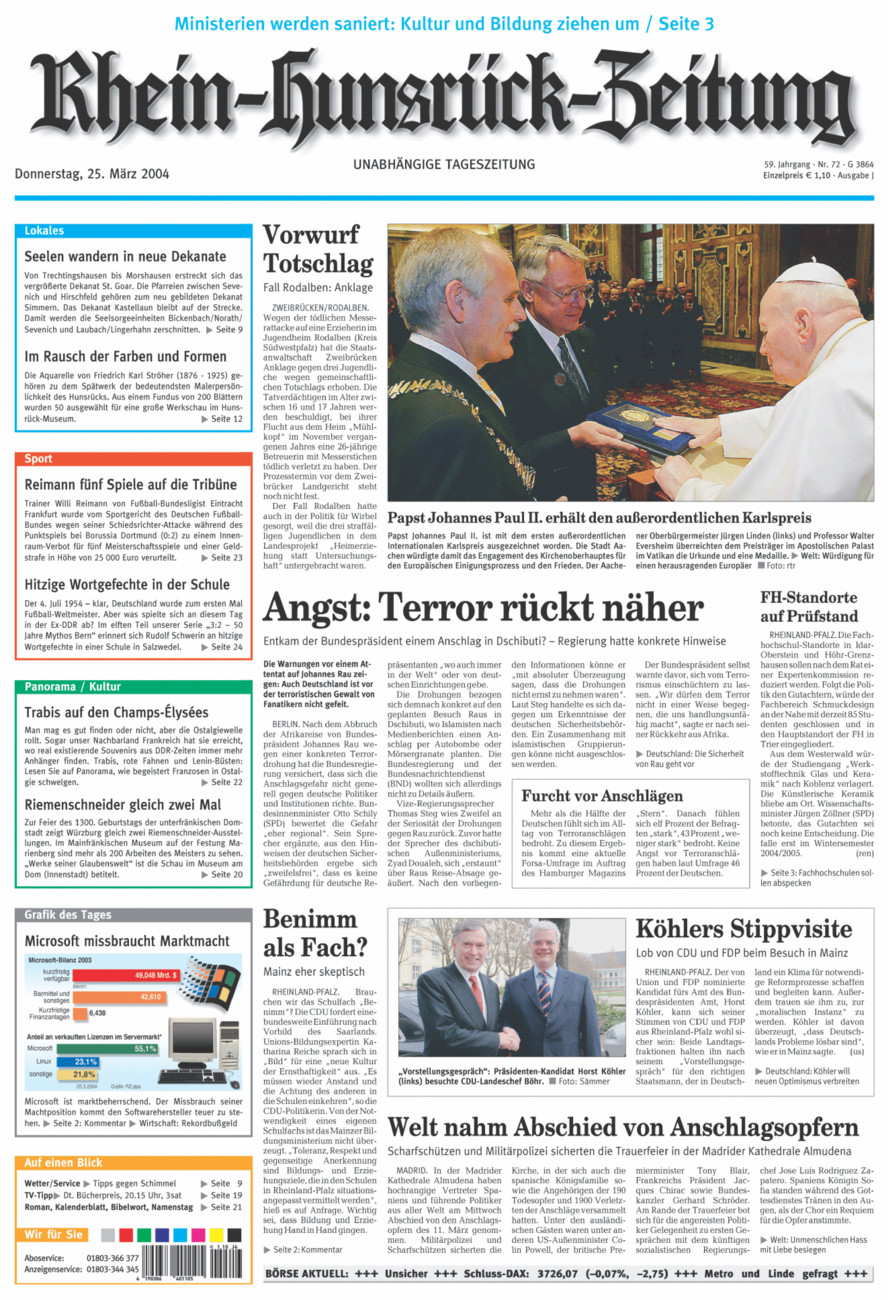 Rhein-Hunsrück-Zeitung vom Donnerstag, 25.03.2004