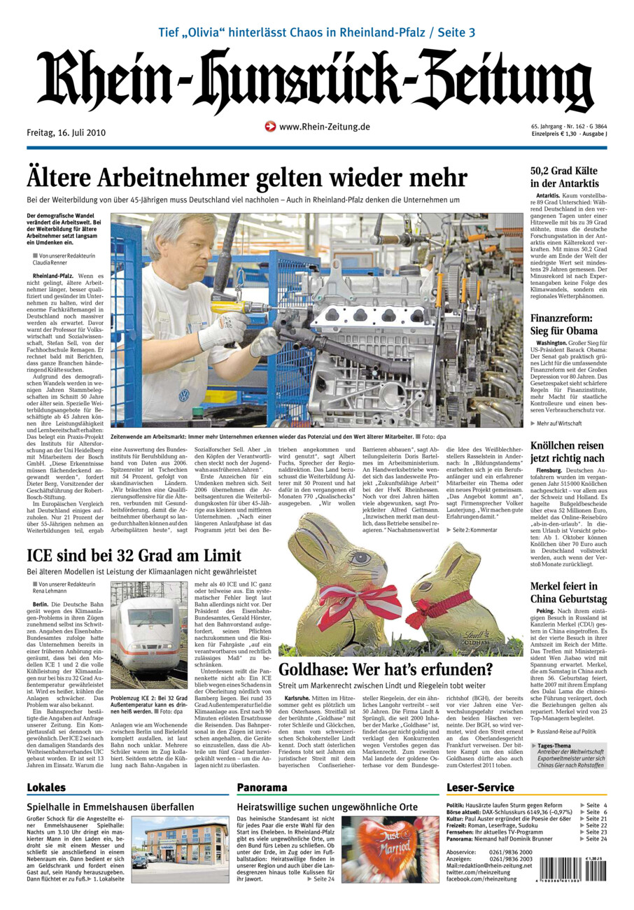 Rhein-Hunsrück-Zeitung vom Freitag, 16.07.2010