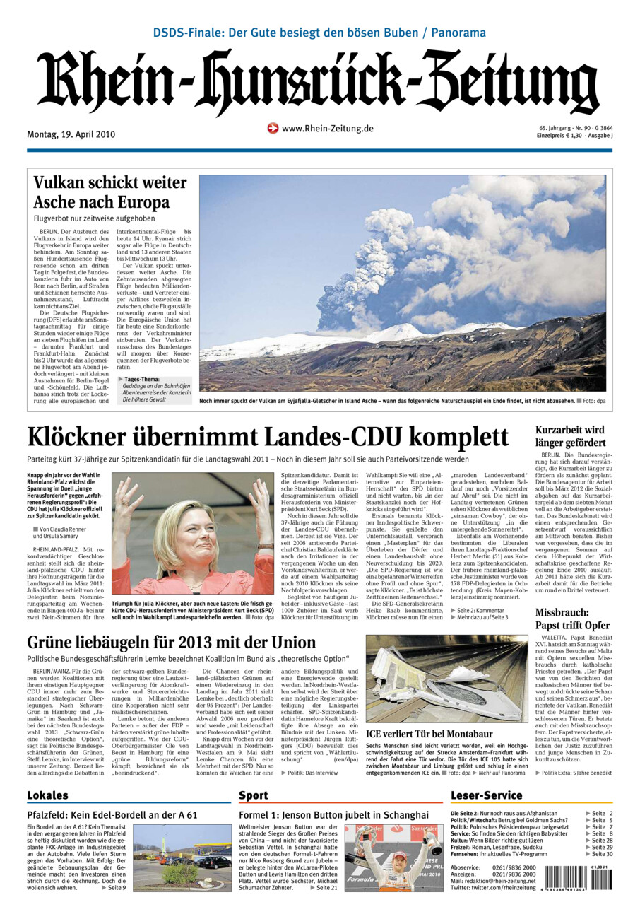 Rhein-Hunsrück-Zeitung vom Montag, 19.04.2010