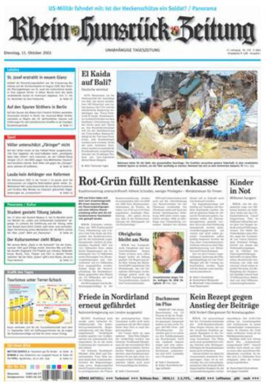 Rhein-Hunsrück-Zeitung vom Dienstag, 15.10.2002
