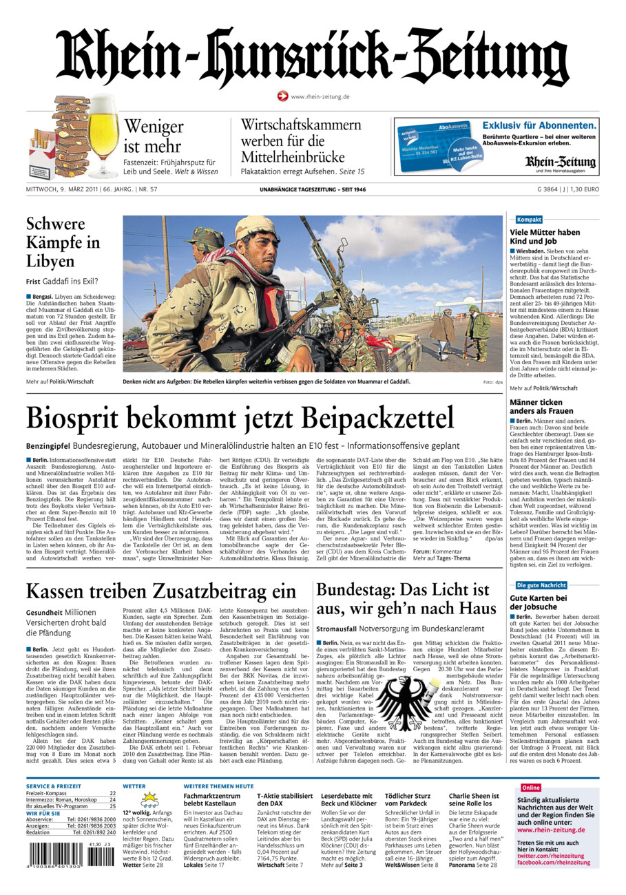 Rhein-Hunsrück-Zeitung vom Mittwoch, 09.03.2011