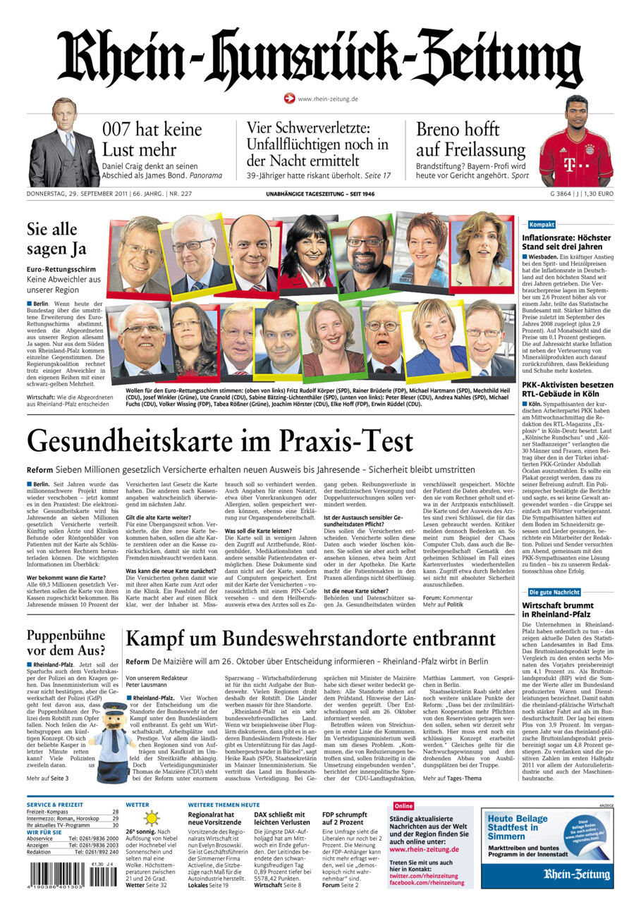 Rhein-Hunsrück-Zeitung vom Donnerstag, 29.09.2011