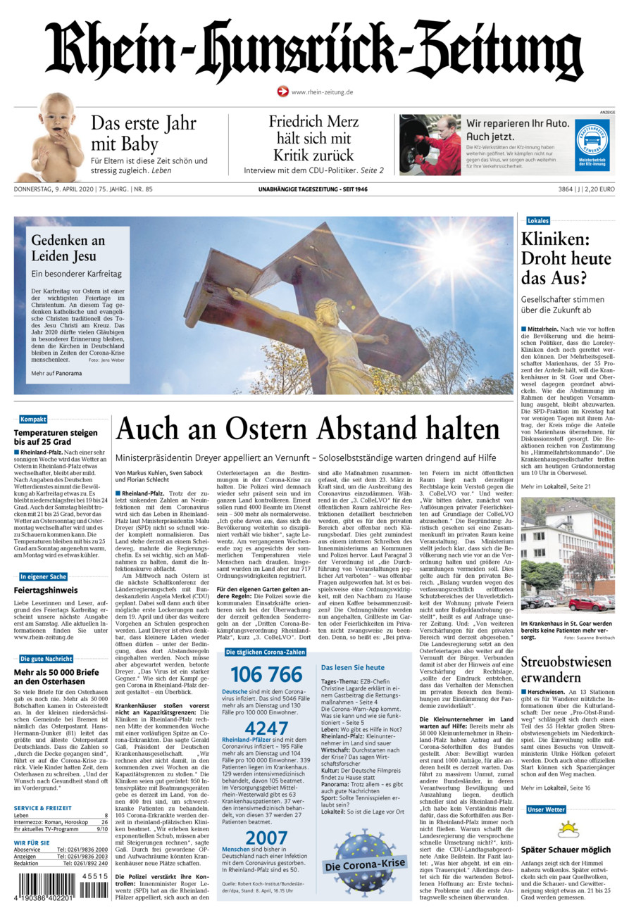 Rhein-Hunsrück-Zeitung vom Donnerstag, 09.04.2020