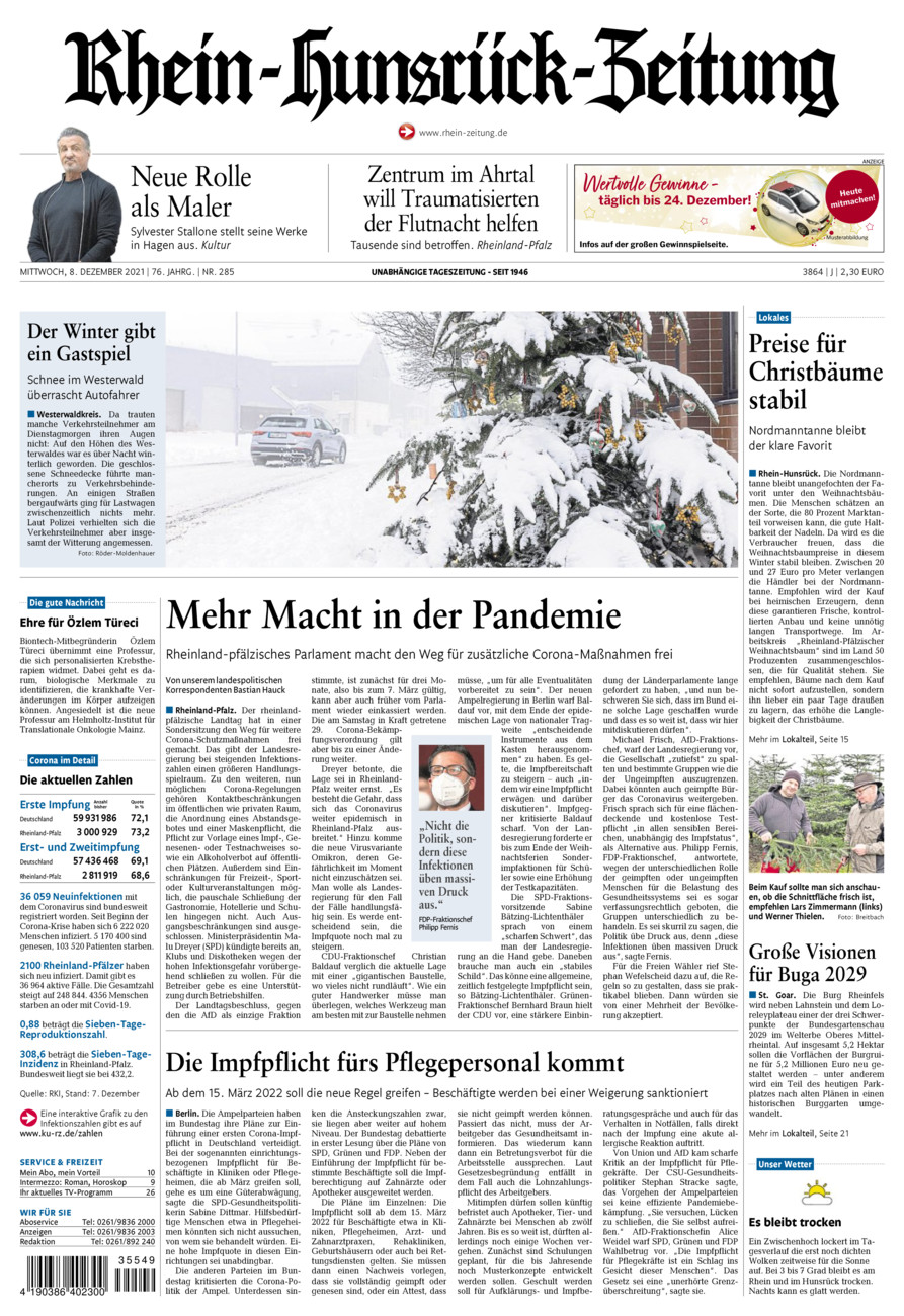 Rhein-Hunsrück-Zeitung vom Mittwoch, 08.12.2021