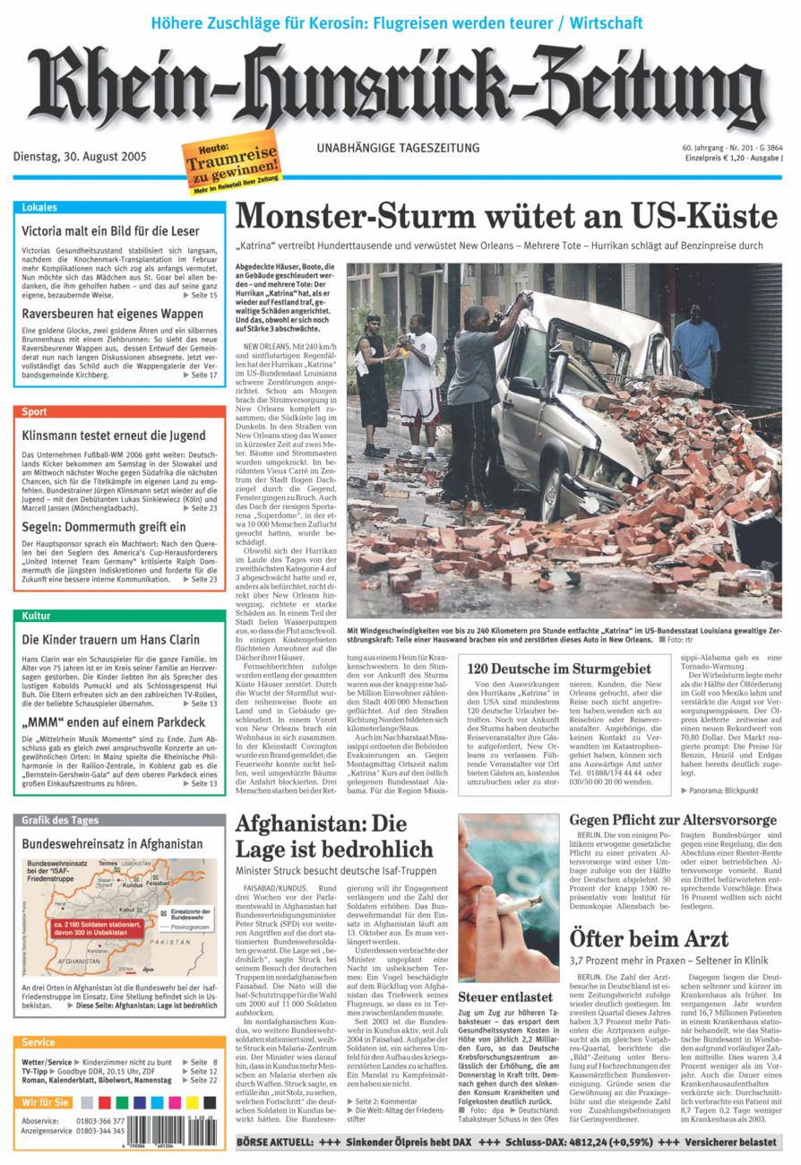 Rhein-Hunsrück-Zeitung vom Dienstag, 30.08.2005