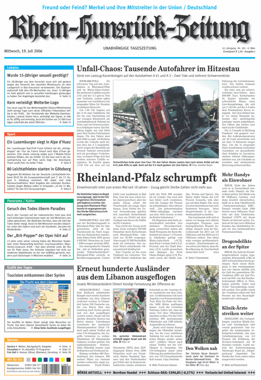 Rhein-Hunsrück-Zeitung vom Mittwoch, 19.07.2006