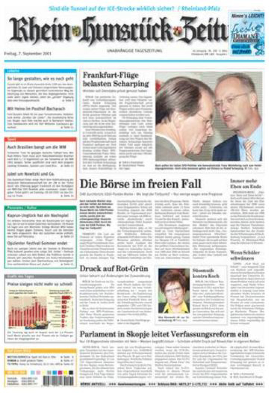 Rhein-Hunsrück-Zeitung vom Freitag, 07.09.2001