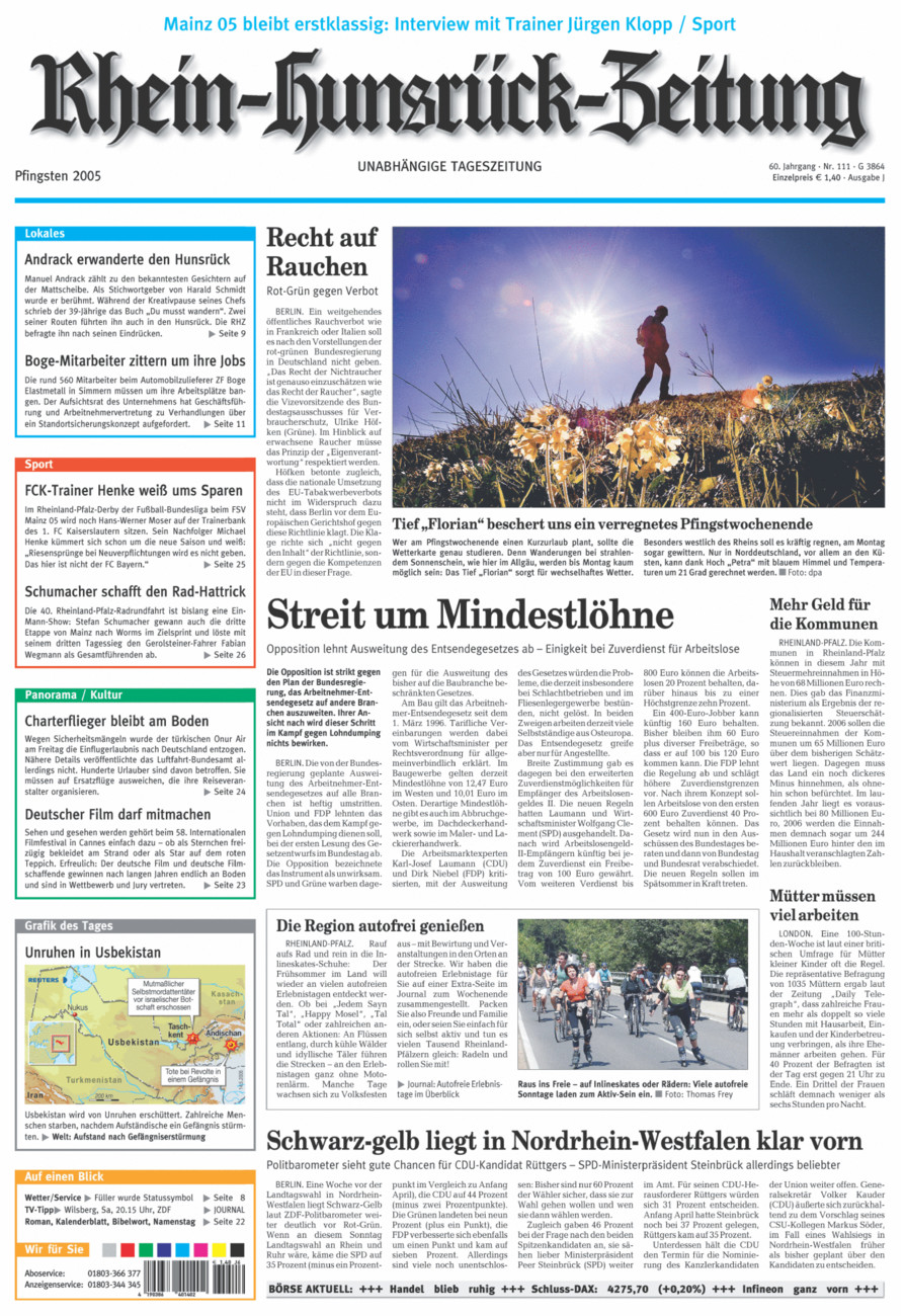Rhein-Hunsrück-Zeitung vom Samstag, 14.05.2005