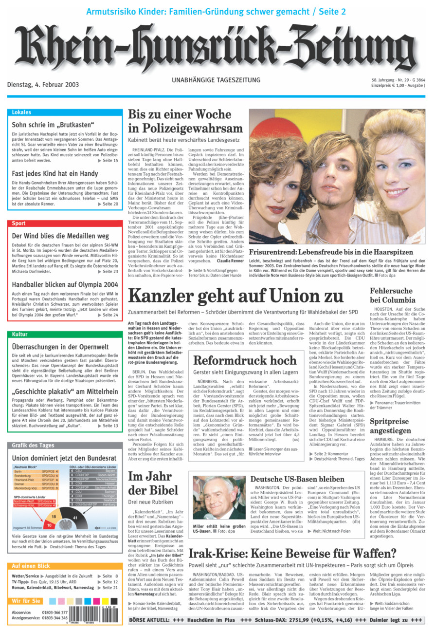Rhein-Hunsrück-Zeitung vom Dienstag, 04.02.2003