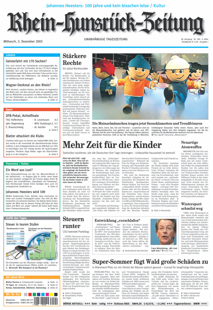 Rhein-Hunsrück-Zeitung vom Mittwoch, 03.12.2003