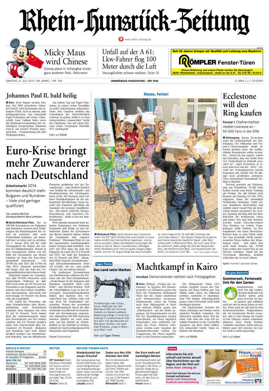 Rhein-Hunsrück-Zeitung vom Samstag, 06.07.2013