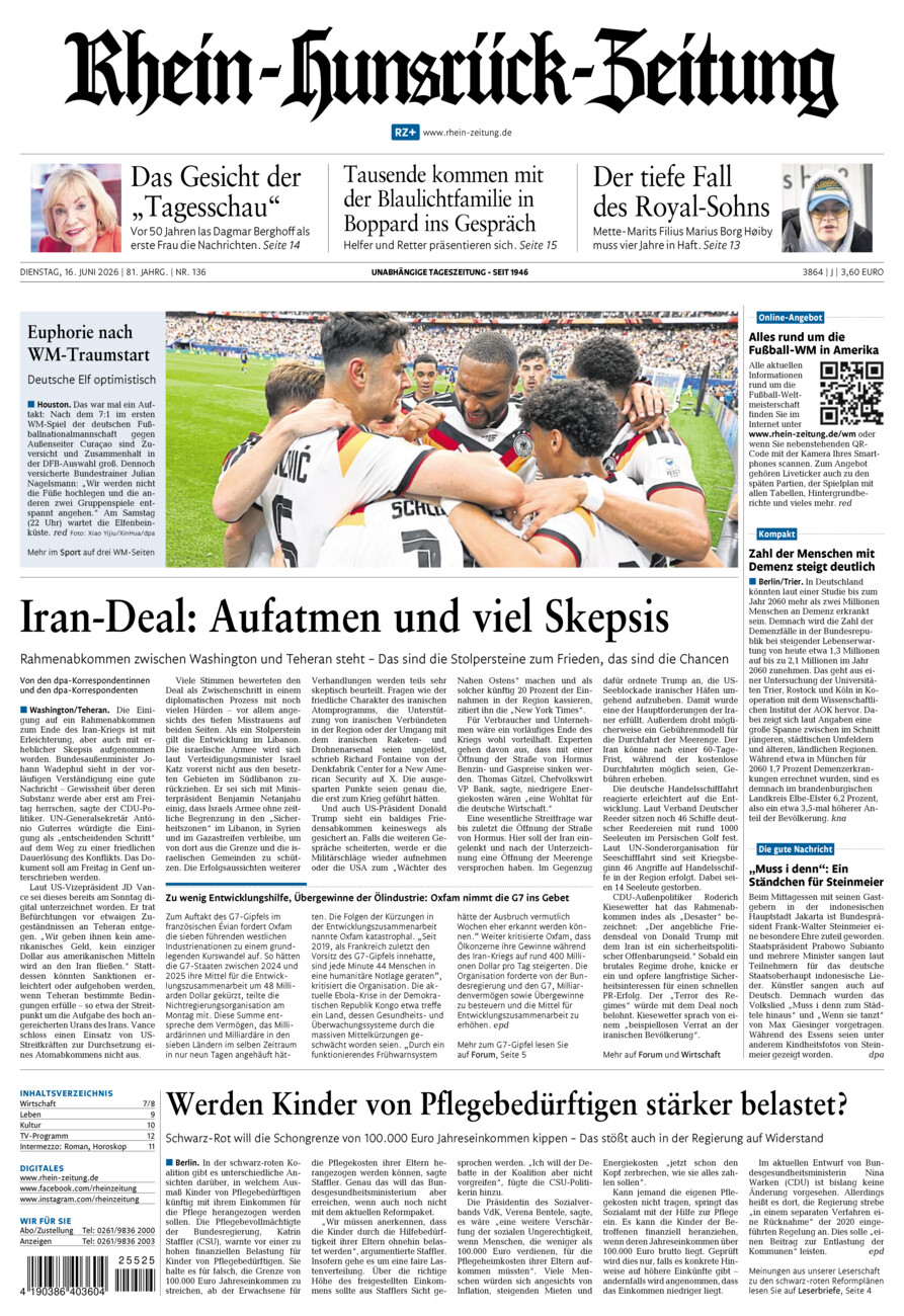Rhein-Hunsrück-Zeitung vom Dienstag, 16.06.2026