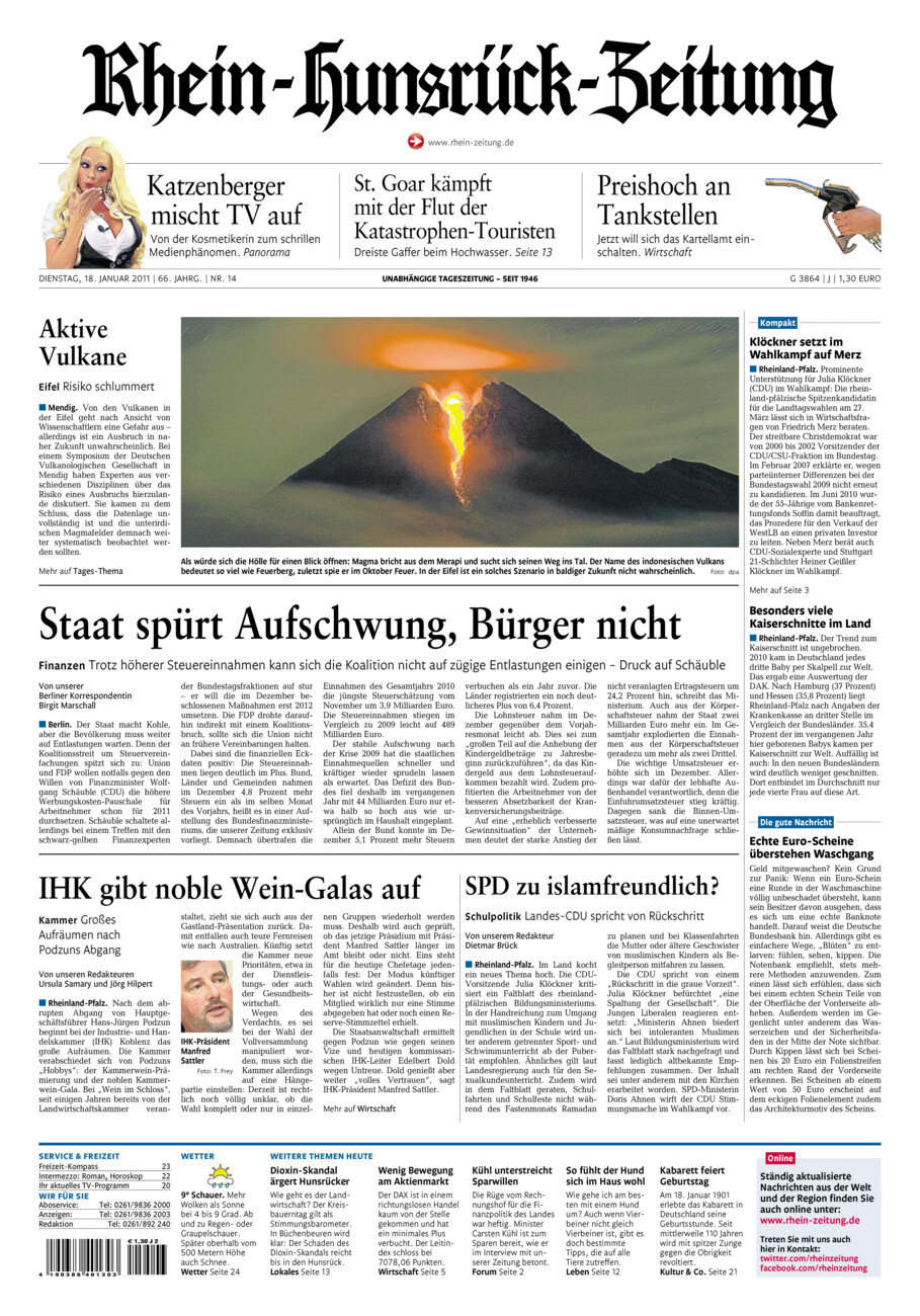 Rhein-Hunsrück-Zeitung vom Dienstag, 18.01.2011