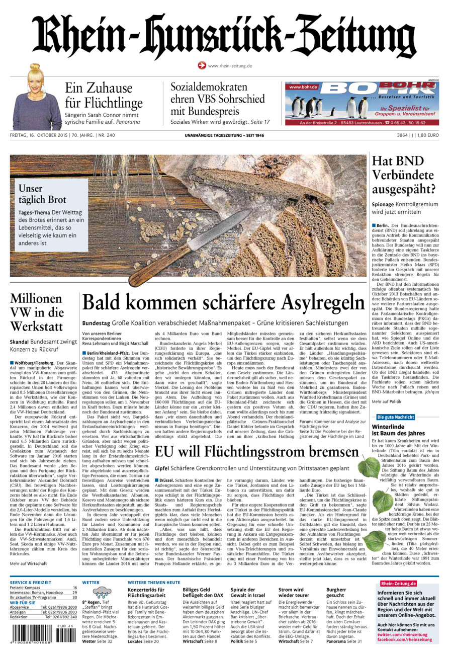 Rhein-Hunsrück-Zeitung vom Freitag, 16.10.2015